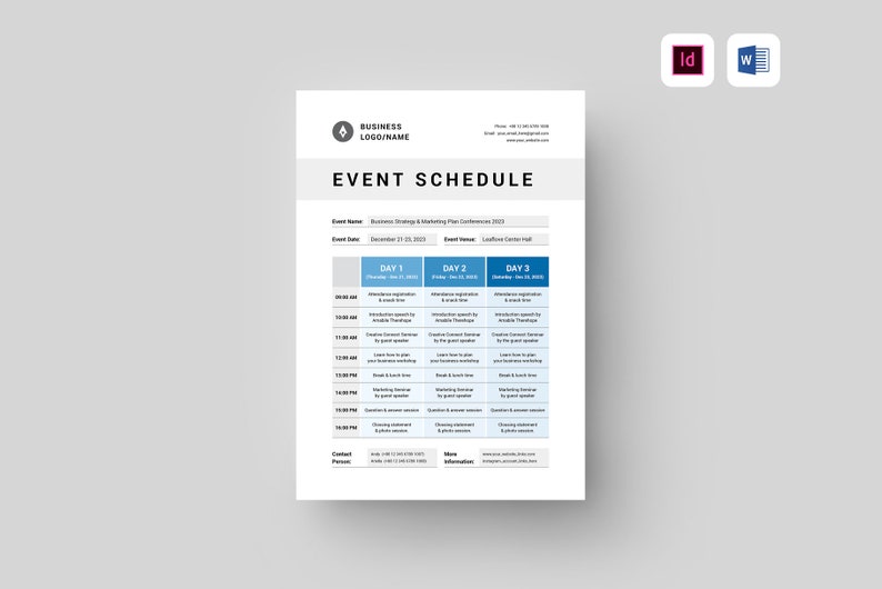 Event Schedule Template MS Word Template Conference Meeting Agenda ...