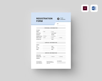 Registration Form Template | Editable MS Word Template | Business Document Form | Membership Form | Application Form | Client Register Form