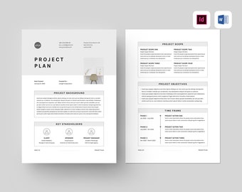 Project Plan Template | Microsoft Word & Adobe Indesign Template | Scope of Work Template | Virtual Assistant | Project Proccess Guide