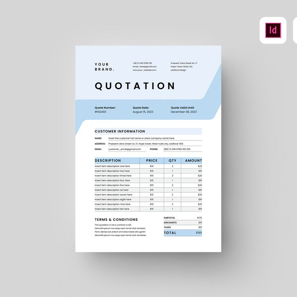 Quotation Template | MS Word Template | Price Quote Template | Job Estimate Template | Project Quotation | Business Client Quote Template