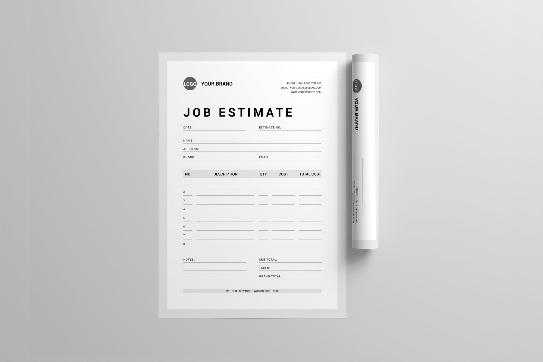 Job Estimate Template MS Word Template Indesign Template Etsy