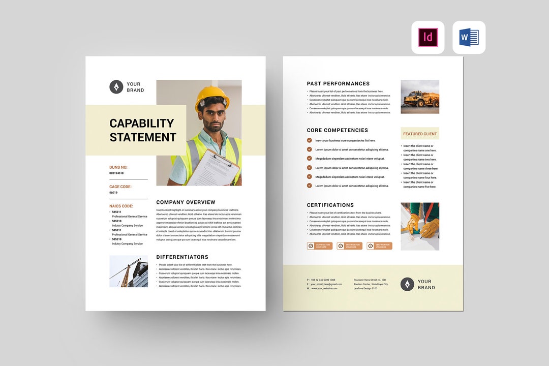 Capability Statement Template MS Word Template Corporate Business ...