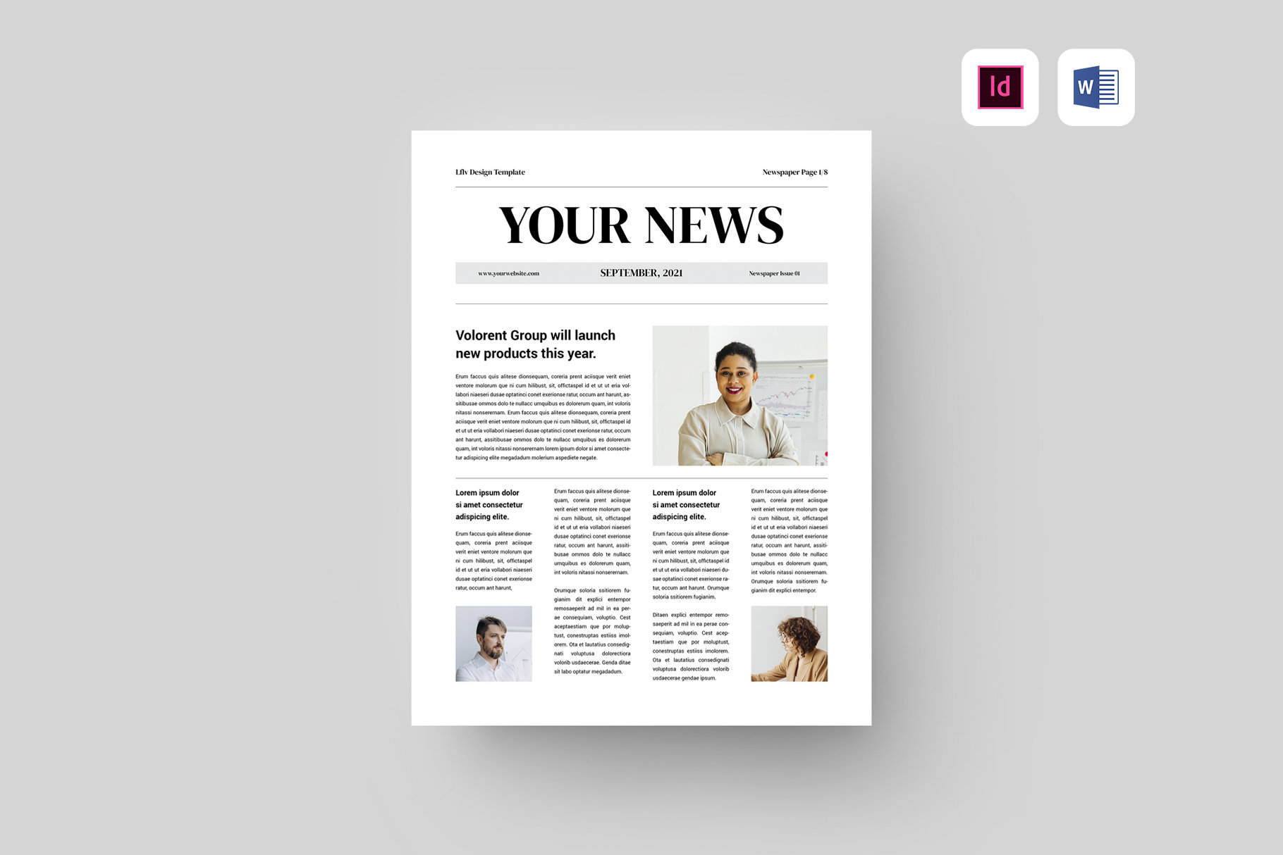 newspaper template for adobe indesign 4 page