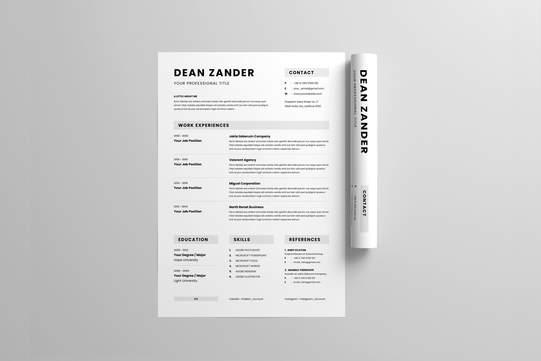 CV Template MS Word Template Resume Template Microsoft Etsy