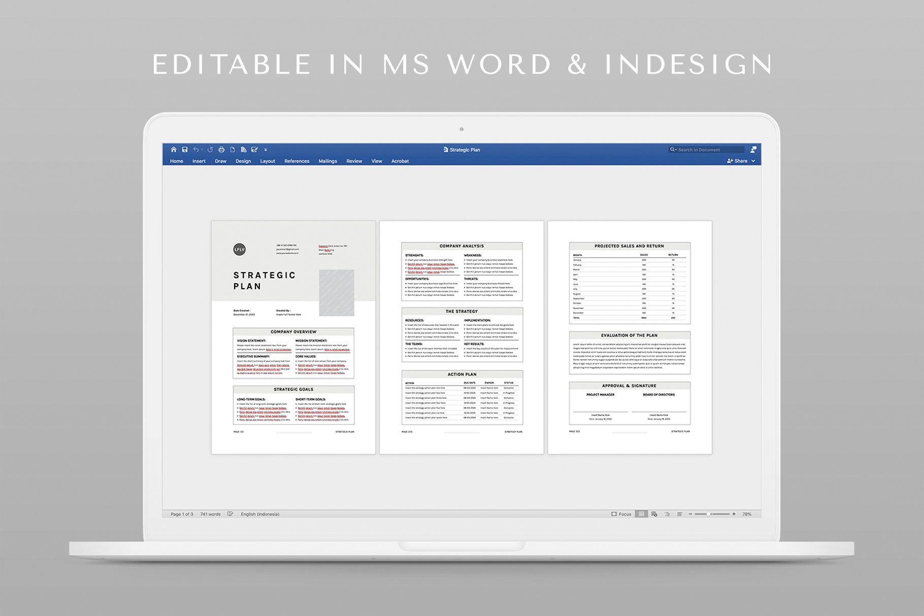 Strategic Plan Template Microsoft Word Template Business Strategy