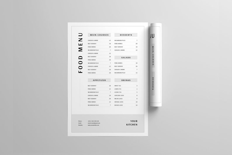 Food Menu Template MS Word Template Printable Restaurant - Etsy