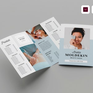 Beauty Salon Brochure Template MS Word Template Indesign Template Spa Brochure Template Feminine Bifold Brochure Salon Price List image 1