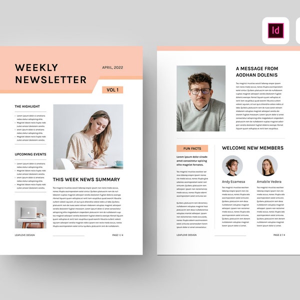 Newsletter Template | MS Word Template | Indesign Template | Business Newsletter | Marketing Newsletter | Newspaper Template | Company News