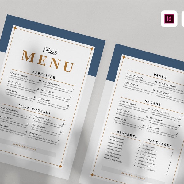 Food Menu Template | MS Word Template | Restaurant Food Menu | Business Menu Template | Cafe Menu | Table Menu | Editable DIY Menu Design