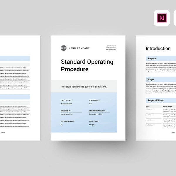 Standard Operating Procedure Template | SOP Template | Microsoft Word Template | Business SOP Document | Business HR Employee Work Procedure