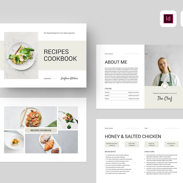 Cookbook Template | Recipe Book Template | MS Word Template | Indesign Template | Chef Cooking Book Template | Kitchen Recipe Brochure