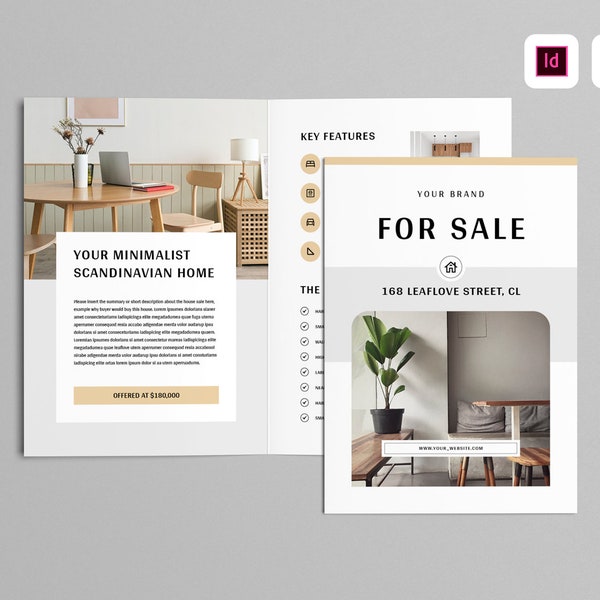 Immobilien Broschüre Vorlage | MS Word Vorlage | Maklermarketing-Broschüre | Real Estate Feature Sheet | Neue Eigenschaft zum Verkauf Broschüre