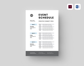 Event Schedule Template | MS Word Template | Conference Meeting Agenda | Event Timeline | Event Program Schedule | Event Rundown Planner