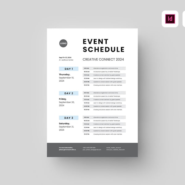 Event Schedule Template | MS Word Template | Conference Meeting Agenda | Event Timeline | Event Program Schedule | Event Rundown Planner