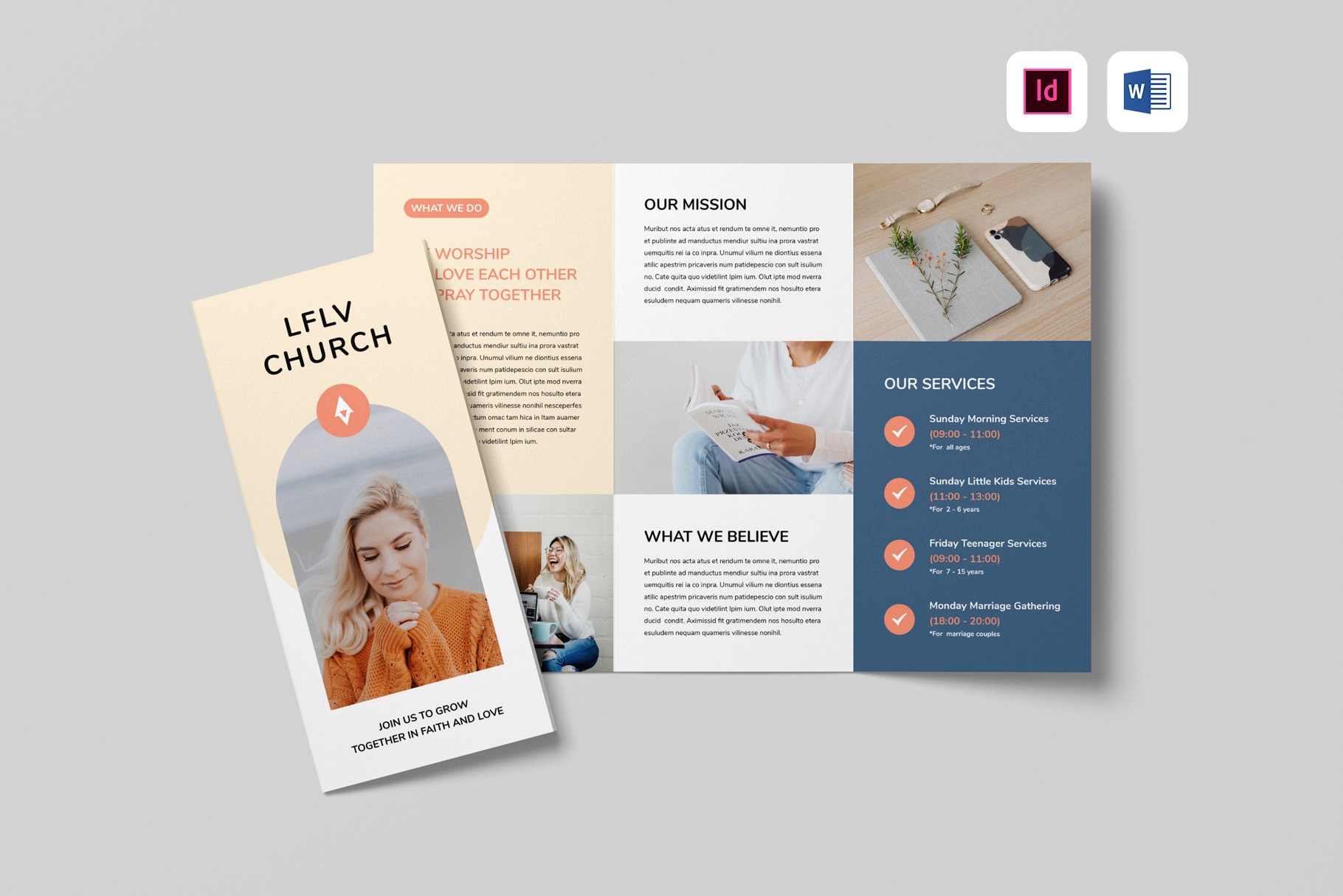 Church Trifold Brochure Template MS Word Template Indesign - Etsy