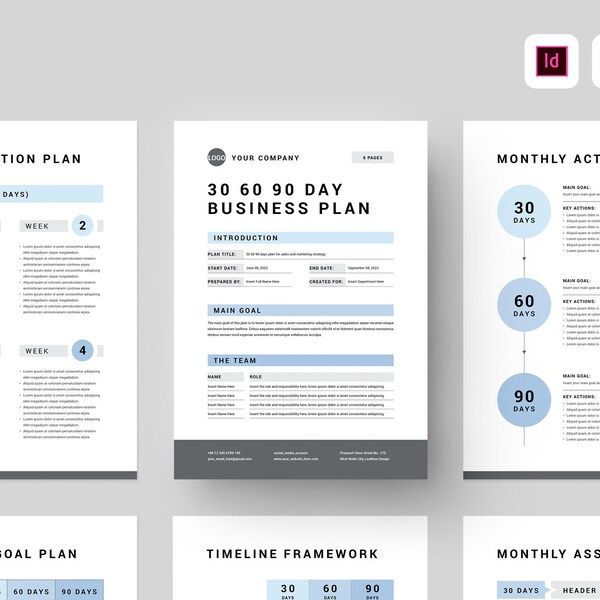 30 60 90 Day Plan Template | MS Word Template | 90 Day Business Plan Template | Project Plan | Marketing Plan | Onboarding Program Plan