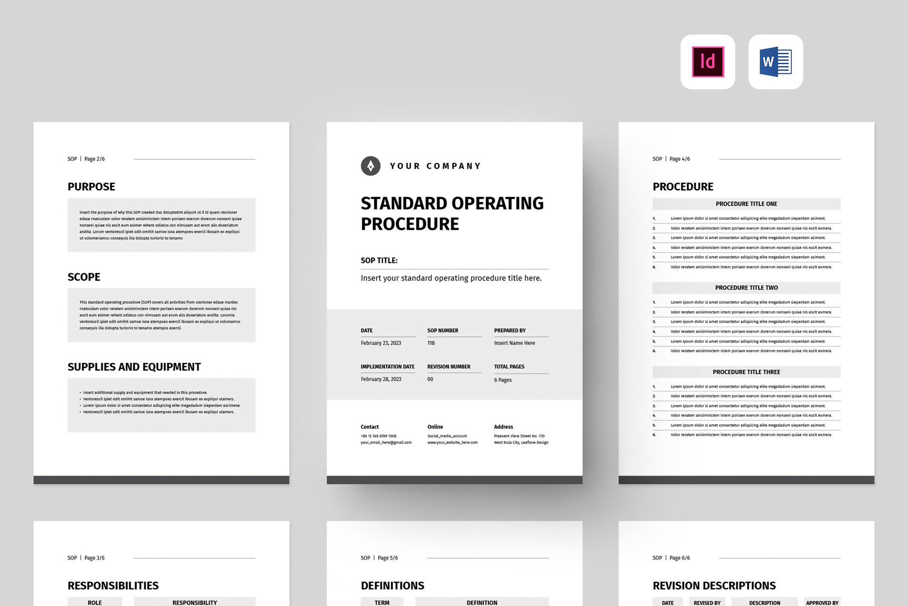 Standard Operating Procedure Template SOP Template Microsoft Word ...