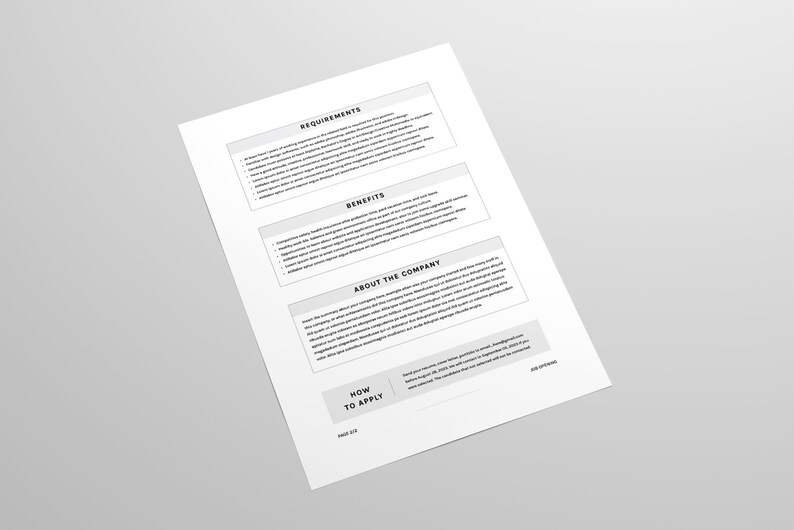 Job Posting Template MS Word Template Job Advertisement Etsy