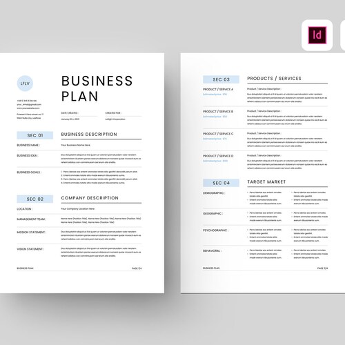 Business Plan Template MS Word Template Indesign Template - Etsy Australia