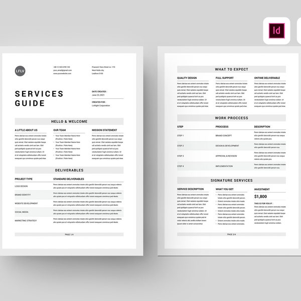 Services and Pricing Guide Template | MS Word & Adobe Indesign Template | Client Proposal Template | Price List | Welcome Guide Template