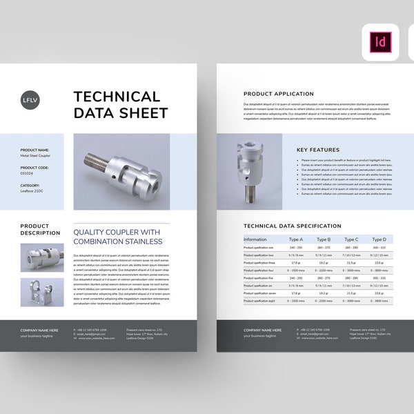 Technical Data Sheet Template | MS Word Template | Product Data Sheet | Product Specification Sheet | TDS Template | Product Fact Sheet