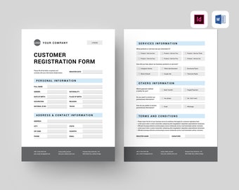 Customer Registration Form Template | MS Word Template | Business Application Form | Membership Form Template | New Client Registration Form