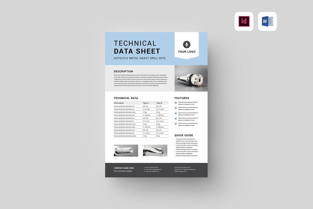 Technical Data Sheet Template MS Word Template Product Data Sheet