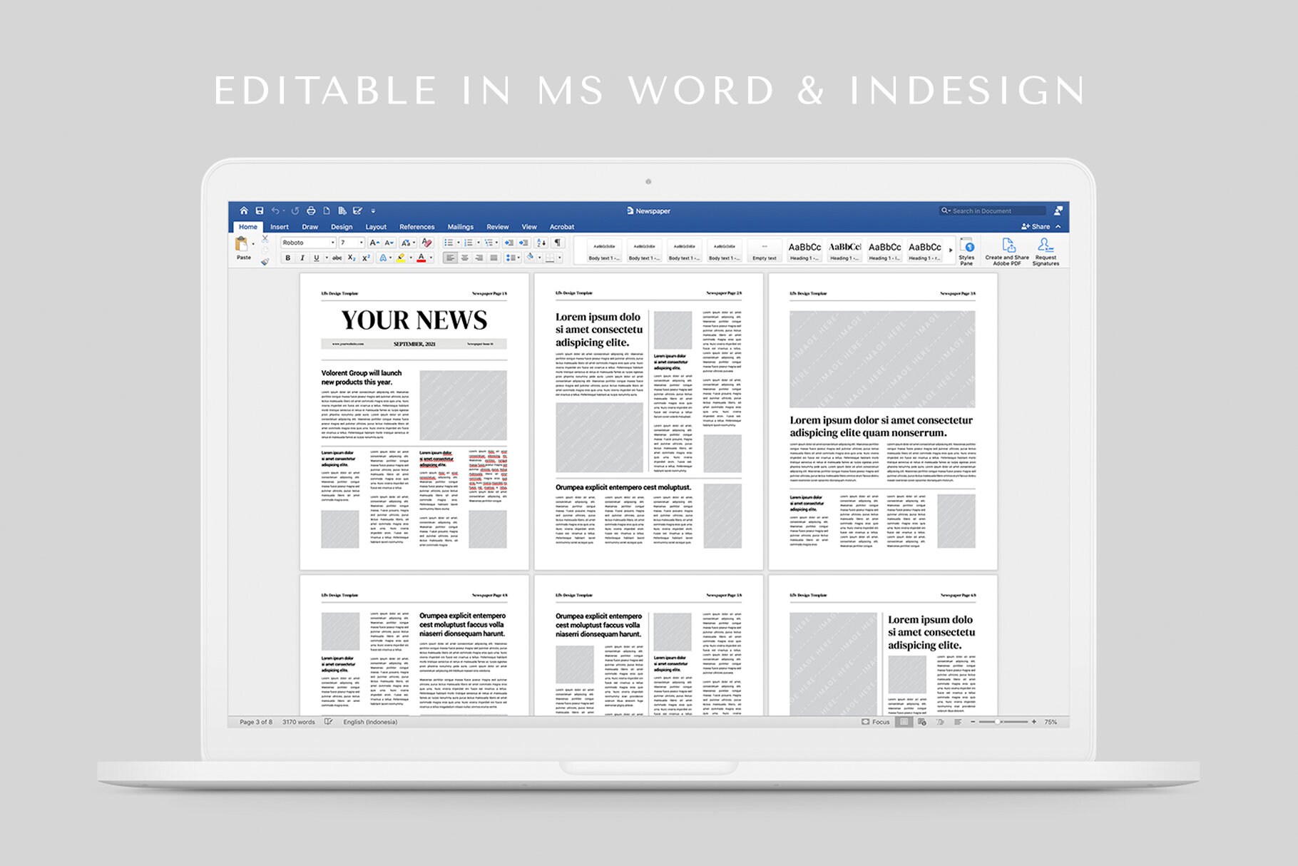 Newspaper Template For Microsoft Word Adobe Indesign 8 Etsy Hong Kong