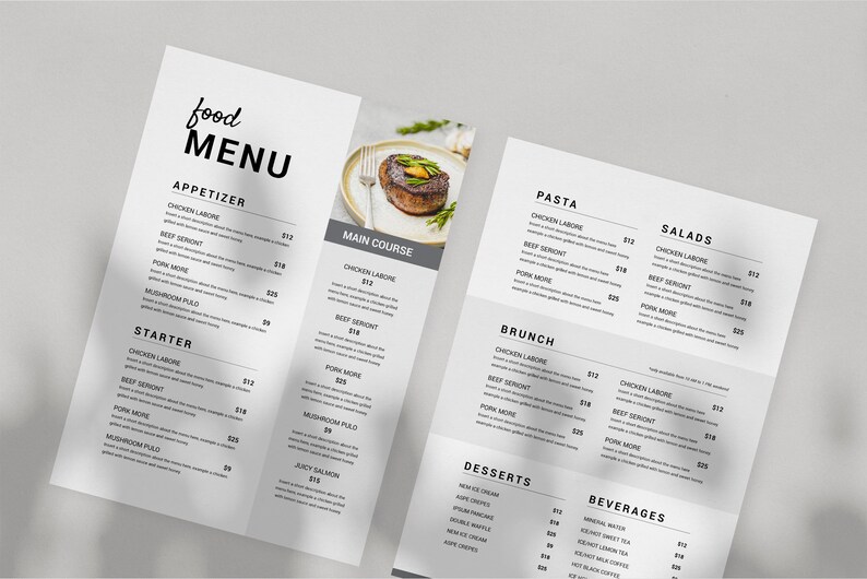 Food Menu Template MS Word Template Restaurant Food Menu Business Menu