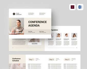 Conference Agenda Template | MS Word Template | Event Handbook | Event Booklet | Event Meeting Program | Meeting Agenda | Event Schedule