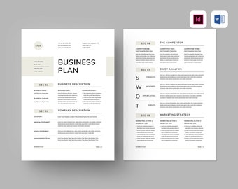 Business Plan Template | Editable MS Word Template | Indesign Template | Start a Business Kit | Business Planner | Startup Business Plan