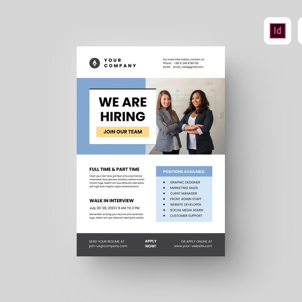 We Are Hiring Flyer Template | MS Word Template | Indesign Template | Job Vacancy Flyer Template | Hiring Flyer Template | Recruitment Flyer