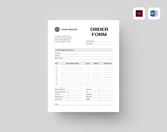 Order Form + Order Tracker Template | Microsoft Word & Adobe Indesign Template | Wholesale Business Order Form | Customer Online Order Form