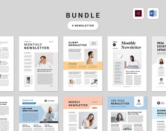 Newsletter Bundle Template | MS Word Template | Indesign Template | Business Newsletter | Company Newsletter | Customer Newsletter | 9 in 1