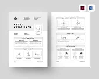Brand Kit Template | Microsoft Word & Indesign Template | Brand Guidelines | Brand Board Template | Brand Sheets | Premade Branding Kit