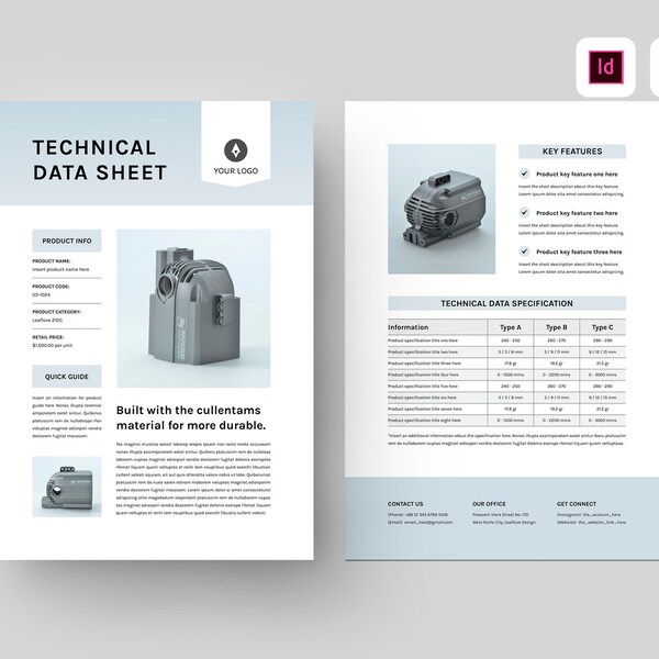 Technical Data Sheet Template | MS Word Template | Product Data Sheet | Product Specification Sheet | TDS Template | Product Fact Sheet