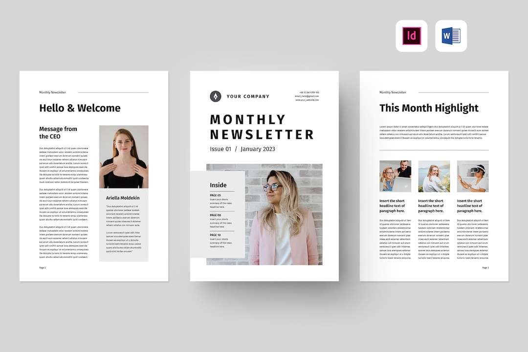 Newsletter Template Microsoft Word Template Indesign Template Newsletter Template Microsoft Word Template Indesign Template