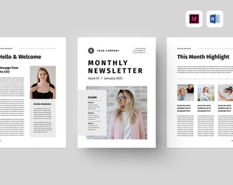 Newsletter Template | Microsoft Word Template | Indesign Template | Newsletter Brochure Template | Newspaper Template | Community Newsletter