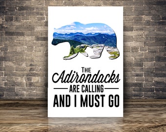 Adirondack Mountains Poster, Mountain Range, Travel Poster, Adirondack Park, Christmas Gift, Wall Art, Custom Gift, Adirondack Black Bear