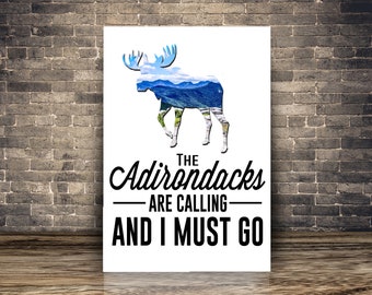 Adirondack Mountains Poster, Mountain Range, Adirondack Decor, Adirondack Park, Christmas Gift, Wall Art, Custom Gift, Adirondack Moose