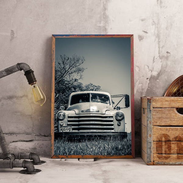 Vintage Truck, Old fashion, truck, classic car, sepia, portrait photo, black and white photography, vintage photo, wall art, home decor