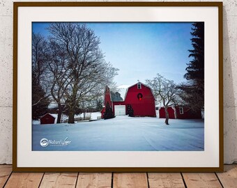 Country Barn, Winter Photo, Wanderlust, Red Barn, Holiday Decor, Old Barn, Rustic, Wall Art, Wall Decor, Laundry Room Decor, Farmhouse