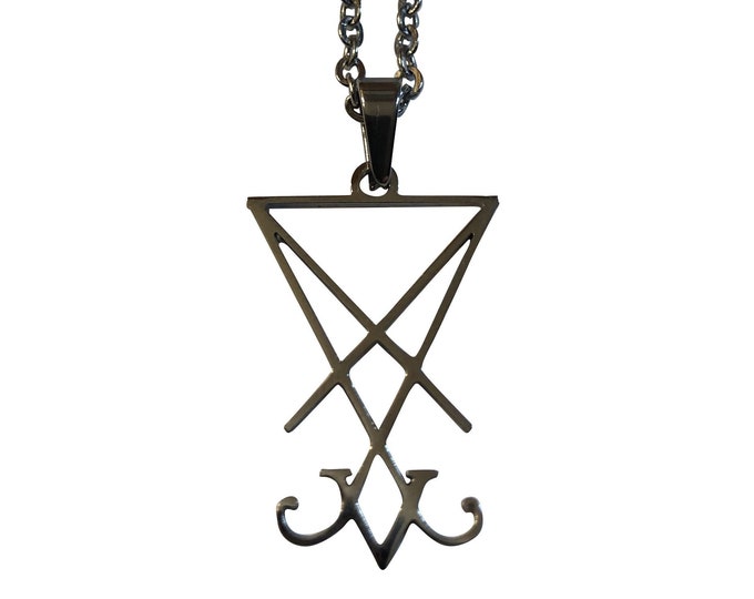 Lucifer's Sigil Seal of Satan Occult Reversible SS Medallion Pendant 18" to 30" Chain or Waxed Cord Necklace
