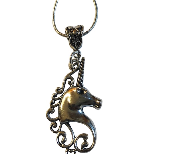 Large Unicorn Silver Plated Snake Necklace 18" Chain NEW Gift Boxed