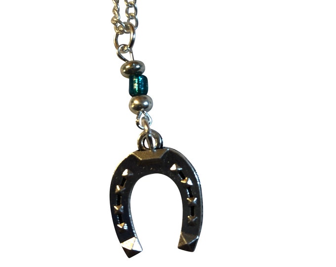 Horse Lover Horseshoe Equestrian Silver Necklace Earrings with or without beading 18" Chain NEW Gift Boxed