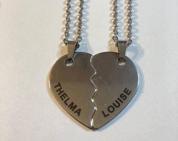 Best Friend, Friendship, Partner, BFF, Set of 2 Partners in Crime Thelma Louise Stainless Steel Necklaces