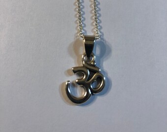 Yoga Om Ahm Symbol Namaste Peace Medallion Pendant 18" to 22" Chain or Waxed Cord Necklace
