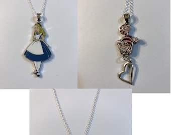 Alice in Wonderland Collection Medallion Necklace Gift Boxed with Ornate Organza Gift Bag, You Choose Design