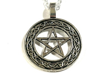 Celtic Knot Pentagram Gothic Wicca Medallion Pendant 18" to 30" Necklace