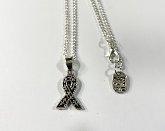 Autism Speaks Puzzle Ribbon Antiqued Silver Plated Necklace and/or Dangle Earrings Gift Boxed with Ornate Organza Gift Bag!